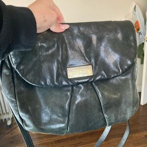 Marc By Marc Jacobs Black Leather Cross body Bag with Gold Accents